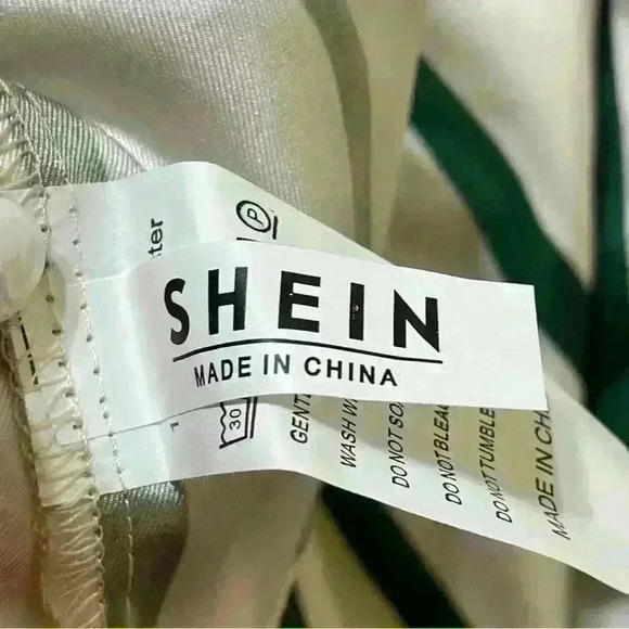 SHEIN Lantern Sleeve Striped Print Shirt size M ivory- green - Picture 7 of 11